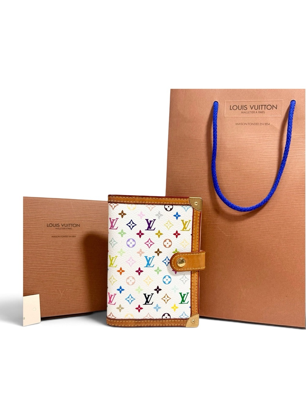 Louis Vuitton Murakami Multicolor White Monogram & Vachetta Leather Agenda PM